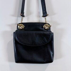 🔥Silver Blue Black Leather Crossbody Bag with Gold Hardware EUC🔥